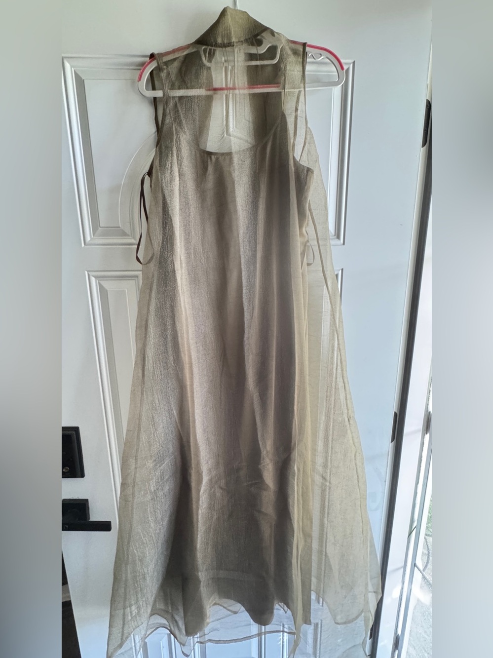 Sleeveless Sheer Overlay Maxi Dress in Taupe